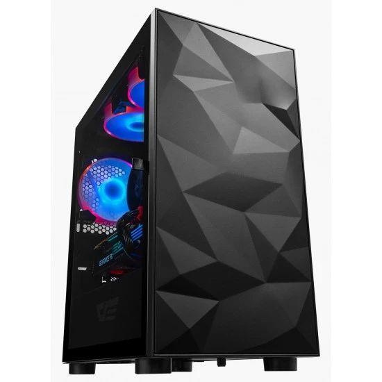 DARKFLASH DLM21 MATX بتصميم لوحة أمامية مكسورة وهيكل كمبيوتر من الزجاج المقسّى - أسود