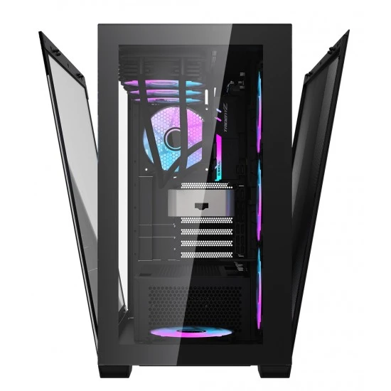 علبة كمبيوتر من الزجاج المقوى من دارك فلاش DLX4000 مع 4 مراوح ARGB ومنفذ USB TYPE-C ومبردين مقاس 360 مم - أسود