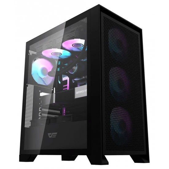 علبة كمبيوتر DARKFLASH DRX70 MESH ATX مزودة بـ 4 مراوح ARGB ولوحة أمامية مغناطيسية تدعم المبرد حتى 280 مم - أسود