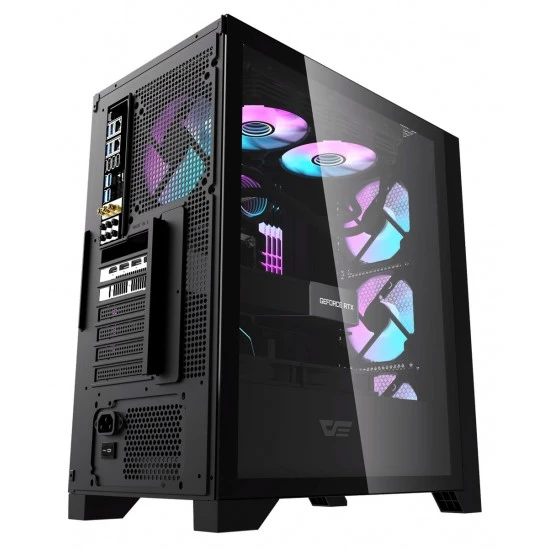 علبة كمبيوتر DARKFLASH DRX70 MESH ATX مزودة بـ 4 مراوح ARGB ولوحة أمامية مغناطيسية تدعم المبرد حتى 280 مم - أسود