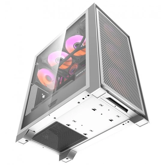 علبة كمبيوتر DARKFLASH DRX70 MESH ATX مزودة بـ 4 مراوح ARGB ولوحة أمامية مغناطيسية تدعم المبرد حتى 280 مم - أبيض