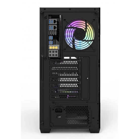لوحة DARKFLASH DS900 ATX من الزجاج المقسّى مع 6 مراوح ARGB مثبتة مسبقًا بحجم 0.5 SPCC لألعاب الكمبيوتر - أسود