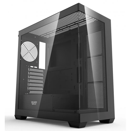 لوحة DARKFLASH DS900 ATX من الزجاج المقسّى مع 6 مراوح ARGB مثبتة مسبقًا بحجم 0.5 SPCC لألعاب الكمبيوتر - أسود