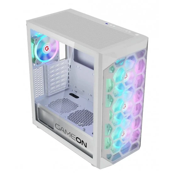 علبة ألعاب GAMEON EMPEROR ARCTIC I SERIES MID TOWER ARGB 7 FANS UP TO 360MM RADIATOR - WHITE