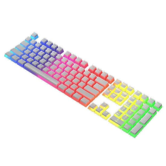 AJAZZ FROSTED DOUBLE LAYER PBT PUDDING KEYCAPS 108 KEYS FOR MECHANICAL KEYBOARD - WHITE