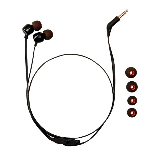 سماعات JBL TUNE 110 9MM DRIVERS PURE BASS SOUND مع ميكروفون مدمج داخل الأذن - أسود