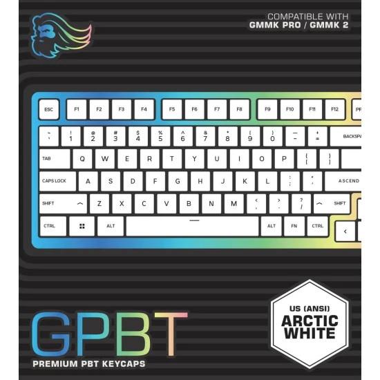 أغطية مفاتيح GPBT PREMIUM PBT الرائعة - باللون الأبيض القطبي
