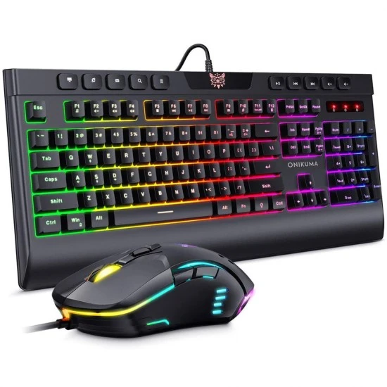 مجموعة لوحة مفاتيح الألعاب ONIKUMA G21 ذات الإضاءة الخلفية RGB وماوس الألعاب السلكي CW902 بدقة 6400 نقطة في البوصة