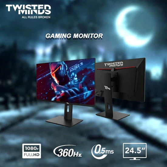 TWISTED MIND TM25BFI 25'' FHD IPS PANEL 360HZ REFRESH RATE 0.5MS RESPONSE TIME GAMING MONITOR