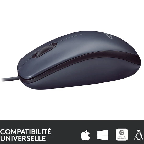 ماوس لوجيتك M100 سلكي بصري USB للاستخدام باليد اليمنى واليسرى بحجم كامل ومريح (أسود)