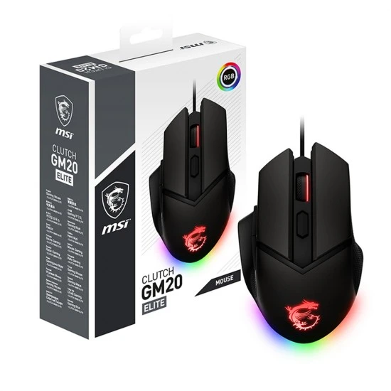 ماوس الألعاب MSI CLUTCH GM20 ELITE RGB MYSTIC LIGHT EFFECT حتى 6400 نقطة في البوصة