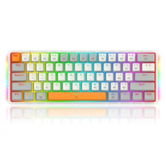لوحة مفاتيح ميكانيكية للألعاب من REDRAGON AKALI K642 WGO-RGB مكونة من 61 مفتاحًا ومتينة بنسبة 60% مصنوعة من مادة ABS - مفتاح أحمر