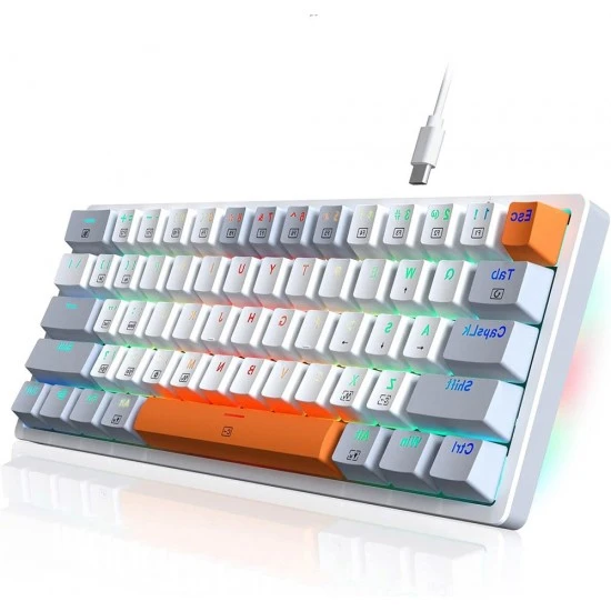 لوحة مفاتيح ميكانيكية للألعاب من REDRAGON AKALI K642 WGO-RGB مكونة من 61 مفتاحًا ومتينة بنسبة 60% مصنوعة من مادة ABS - مفتاح أحمر
