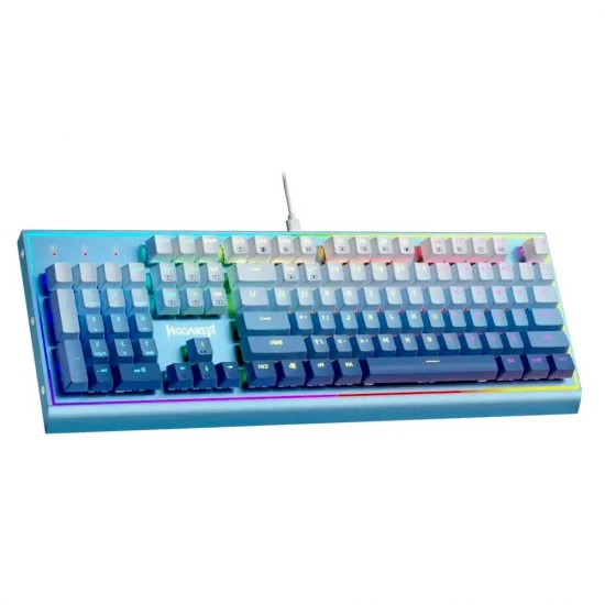 REDRAGON BLUESIREN K654 GWB RGB 104 مفاتيح ميكانيكية سلكية بإطار من الألومنيوم الموزون ورغوة امتصاص الصوت 3.5 مم - أزرق