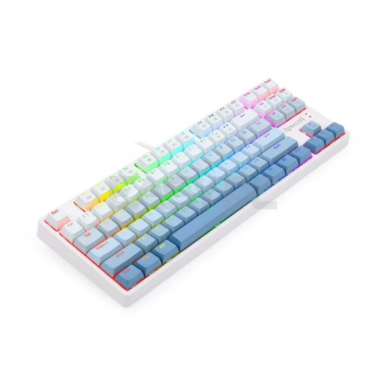 لوحة مفاتيح ميكانيكية للألعاب من REDRAGON CASS K645W RGB USB سلكية بمفتاح أزرق بإضاءة خلفية LED مكونة من 87 مفتاحًا للكمبيوتر الشخصي والكمبيوتر المحمول - أزرق