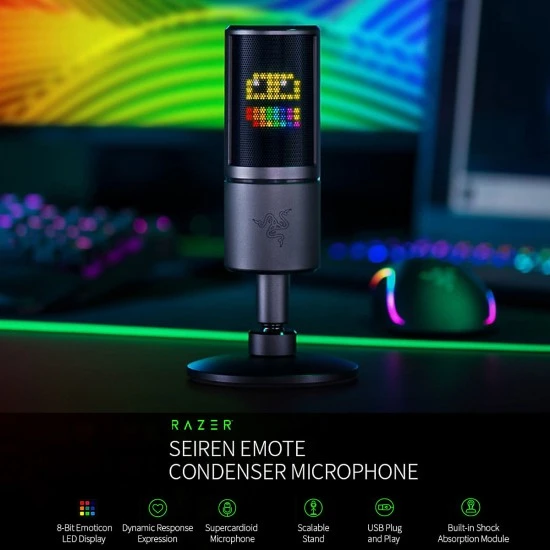 ميكروفون بث RAZER SEIREN EMOTE مع شاشة عرض الرموز التعبيرية