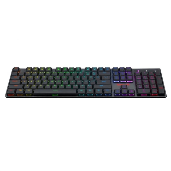 لوحة مفاتيح ميكانيكية للألعاب REDRAGON K535 ذات إضاءة خلفية LED RGB وسلكية منخفضة الارتفاع و104 مفاتيح ومفاتيح حمراء