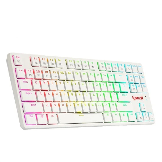 لوحة مفاتيح ميكانيكية REDRAGON K539 ANUBIS 80% لاسلكية RGB بمفاتيح TKL منخفضة الارتفاع باللون البني - أبيض