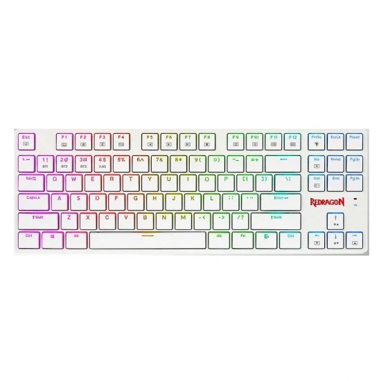 لوحة مفاتيح ميكانيكية REDRAGON K539 ANUBIS 80% لاسلكية RGB بمفاتيح TKL منخفضة الارتفاع باللون البني - أبيض