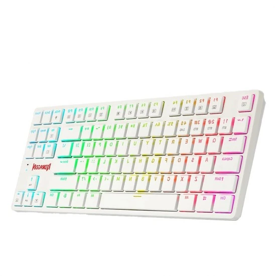 لوحة مفاتيح ميكانيكية REDRAGON K539 ANUBIS 80% لاسلكية RGB بمفاتيح TKL منخفضة الارتفاع باللون البني - أبيض
