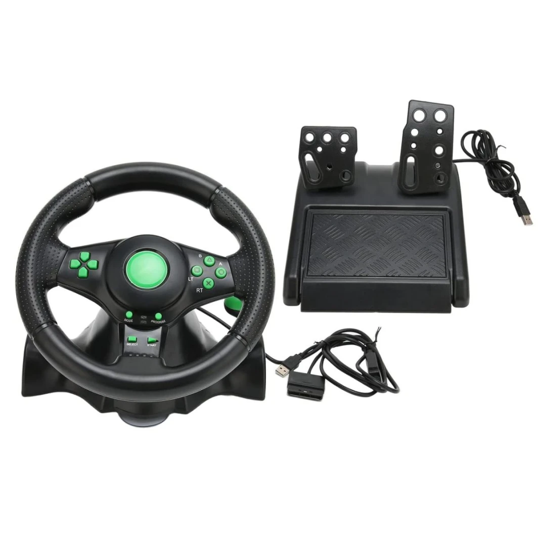 4 in 1 Vibration Steering Wheel 180 Rotation For X360, PS3, PS2 PC USB