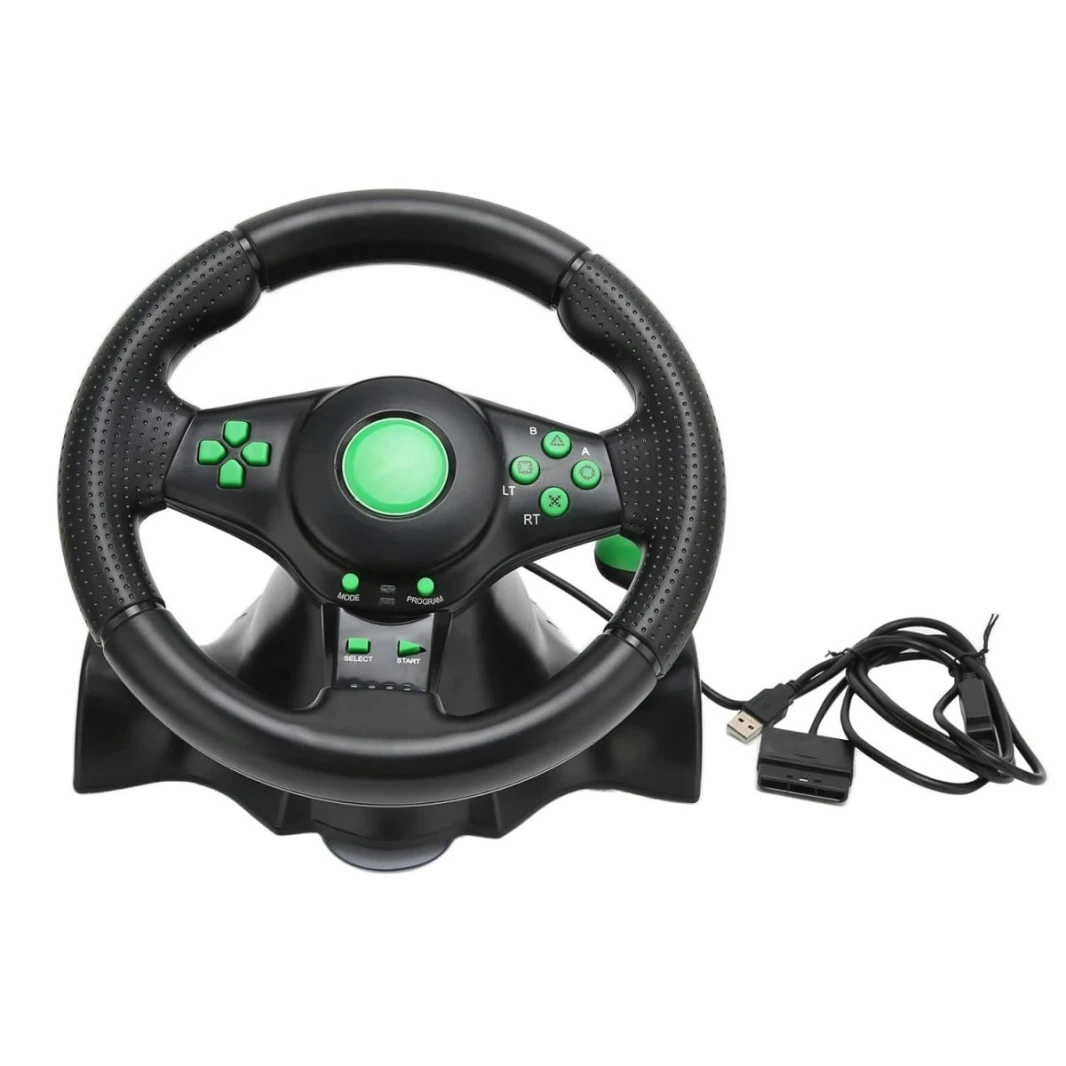 4 in 1 Vibration Steering Wheel 180 Rotation For X360, PS3, PS2 PC USB