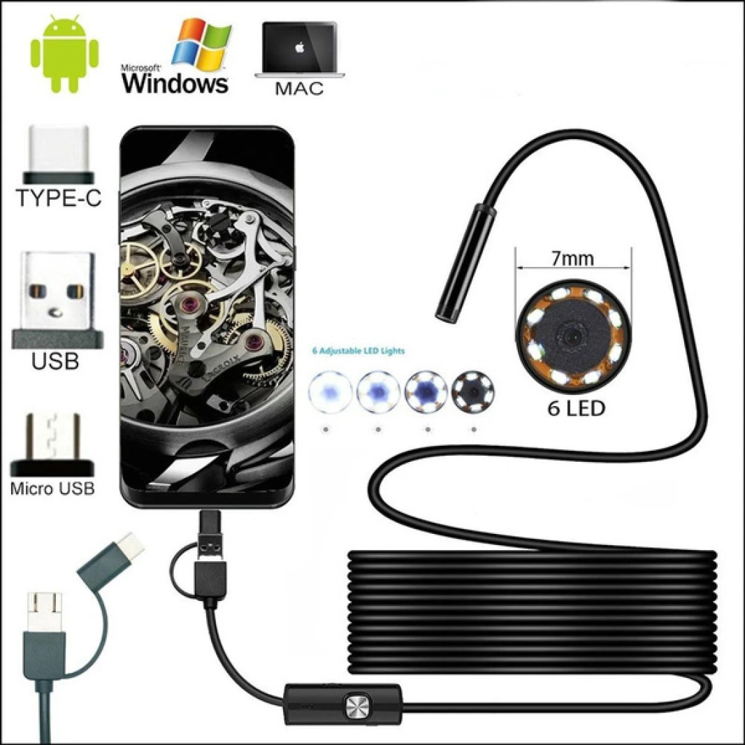 كاميرا منظار كمبيوتر مقاومة للماء - نوع USB C/5M