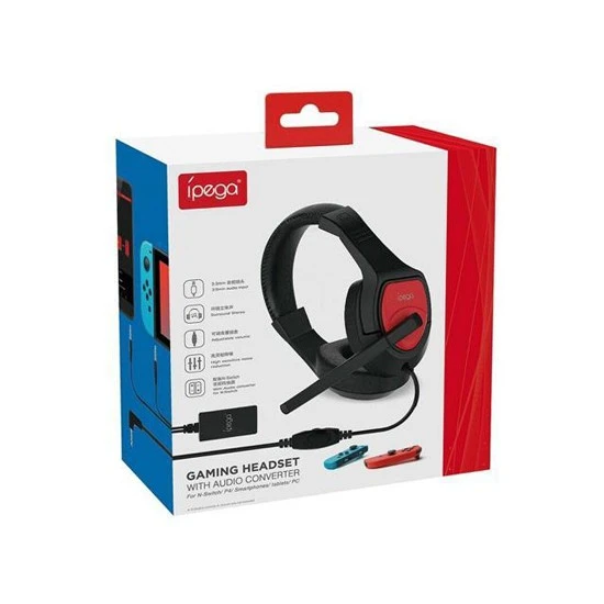 سماعة ألعاب IPEGA مع محول صوت لجهاز N-SWITCH