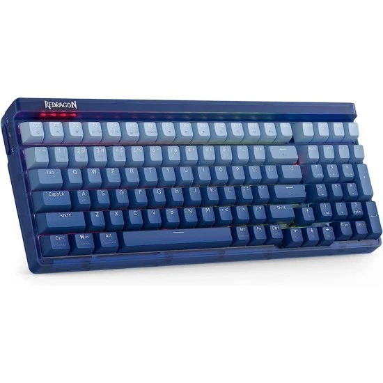 لوحة مفاتيح ميكانيكية لاسلكية REDRAGON GAREN PRO K656WB قابلة للتبديل السريع مع 100 مفتاح ومفتاح أرجواني مقاوم للغبار - أبيض وأزرق