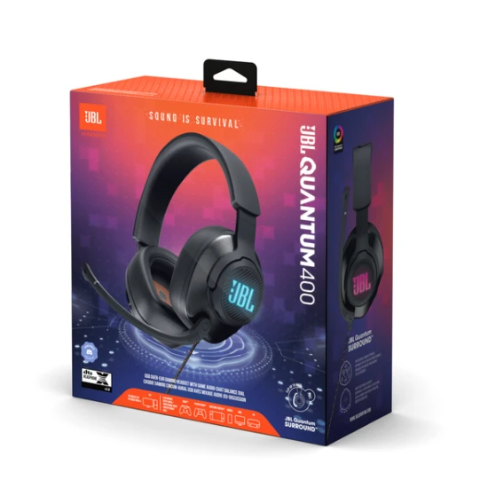 سماعة الألعاب JBL QUANTUM 400 USB فوق الأذن مع قرص الدردشة في اللعبة