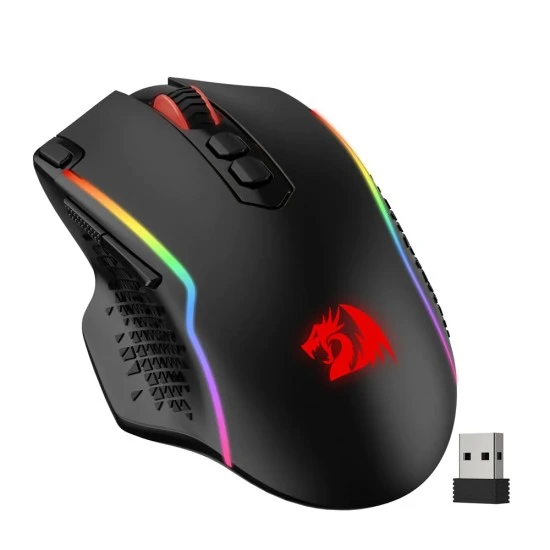 REDRAGON  TAIPAN PRO M810 10000 DPI WIRED WIRELESS GAMER MOUSE WITH RAPID FIRE KEY 8 MACRO BUTTONS 45-HOUR DURABLE POWER CAPACITY AND RGB BACKLIT