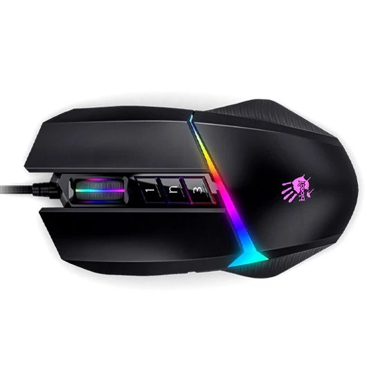 ماوس الألعاب الضوئية BLOODY W60 MAX RGB عالية الدقة - 10000 نقطة في البوصة (ULTRACORE 3&4 نشط) باللون الأسود