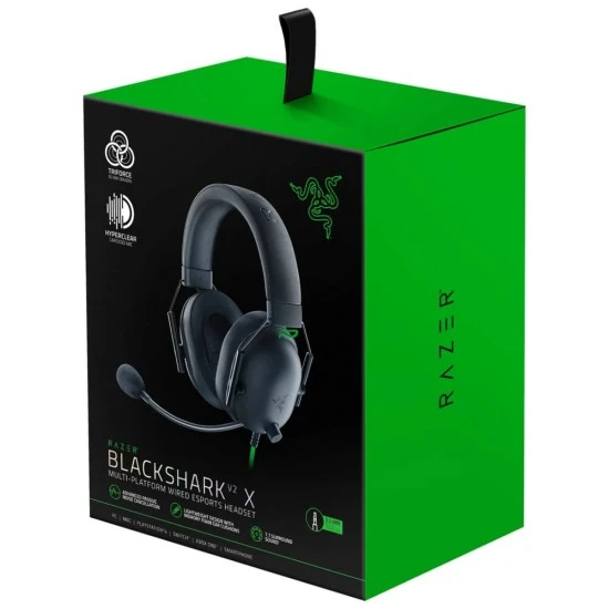 سماعة رأس RAZER BLACKSHARK V2 X 3.5MM 7.1 SURROUND SOUND متعددة المنصات سلكية للألعاب الرياضية الإلكترونية - أسود