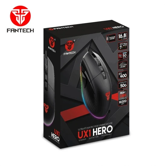 ماوس الألعاب FANTECH UX1HERO ULTIMATE MACRO 50-16000 نقطة في البوصة 400 IPS 8 أزرار RGB