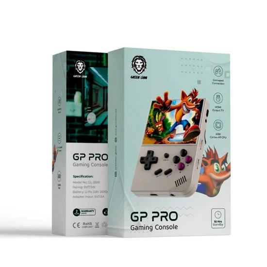 وحدة تحكم ألعاب GREEN LION GP PRO بسعة 64 جيجابايت وبطارية 2600 مللي أمبير في الساعة ومدة استعداد 10 ساعات - باللون الرمادي