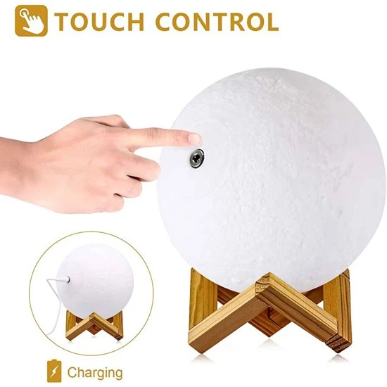 مصباح القمر TAOTRONICS TT-SL010 بتقنية الطباعة ثلاثية الأبعاد LED مقاس 5.9 بوصة يعمل باللمس و3 أوضاع إضاءة