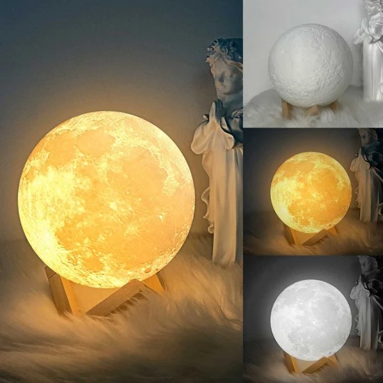 مصباح القمر TAOTRONICS TT-SL010 بتقنية الطباعة ثلاثية الأبعاد LED مقاس 5.9 بوصة يعمل باللمس و3 أوضاع إضاءة