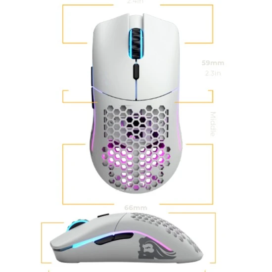 GLORIOUS MODEL O WIRELESS 2.4GHZ 69G  6 BUTTONS 19000 DPI GAMING MOUSE  - MATTE WHITE