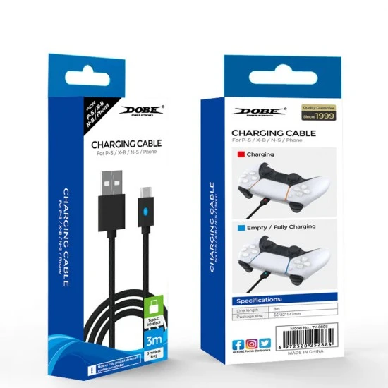 كابل شحن DOBE 3M لجهاز PS5/الهاتف/NINTENDO SWITCH/XBOX