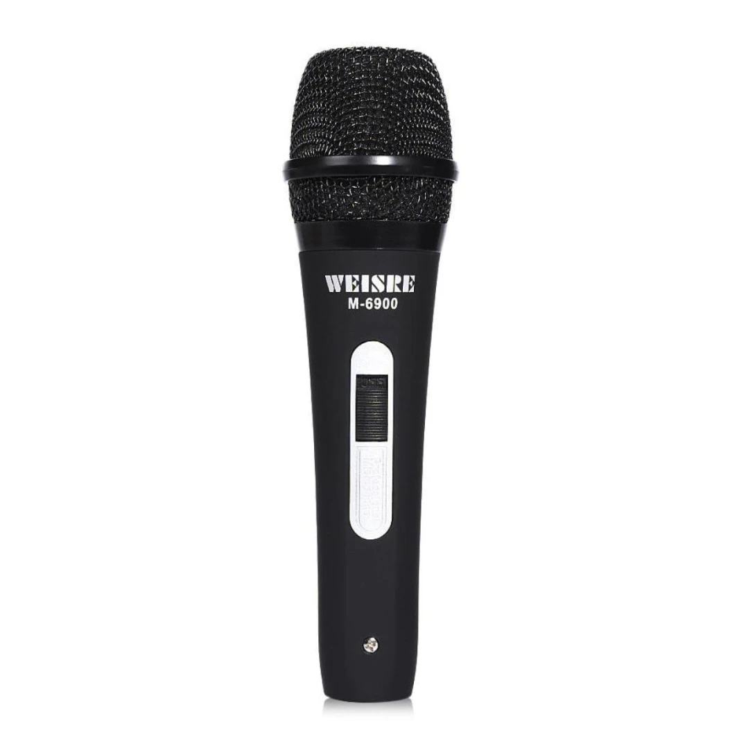 ميكروفون ديناميكي أحادي الاتجاه سلكي Weisre M-6900 للاستخدام مع قابس مقاس 6.35 مم - أسود