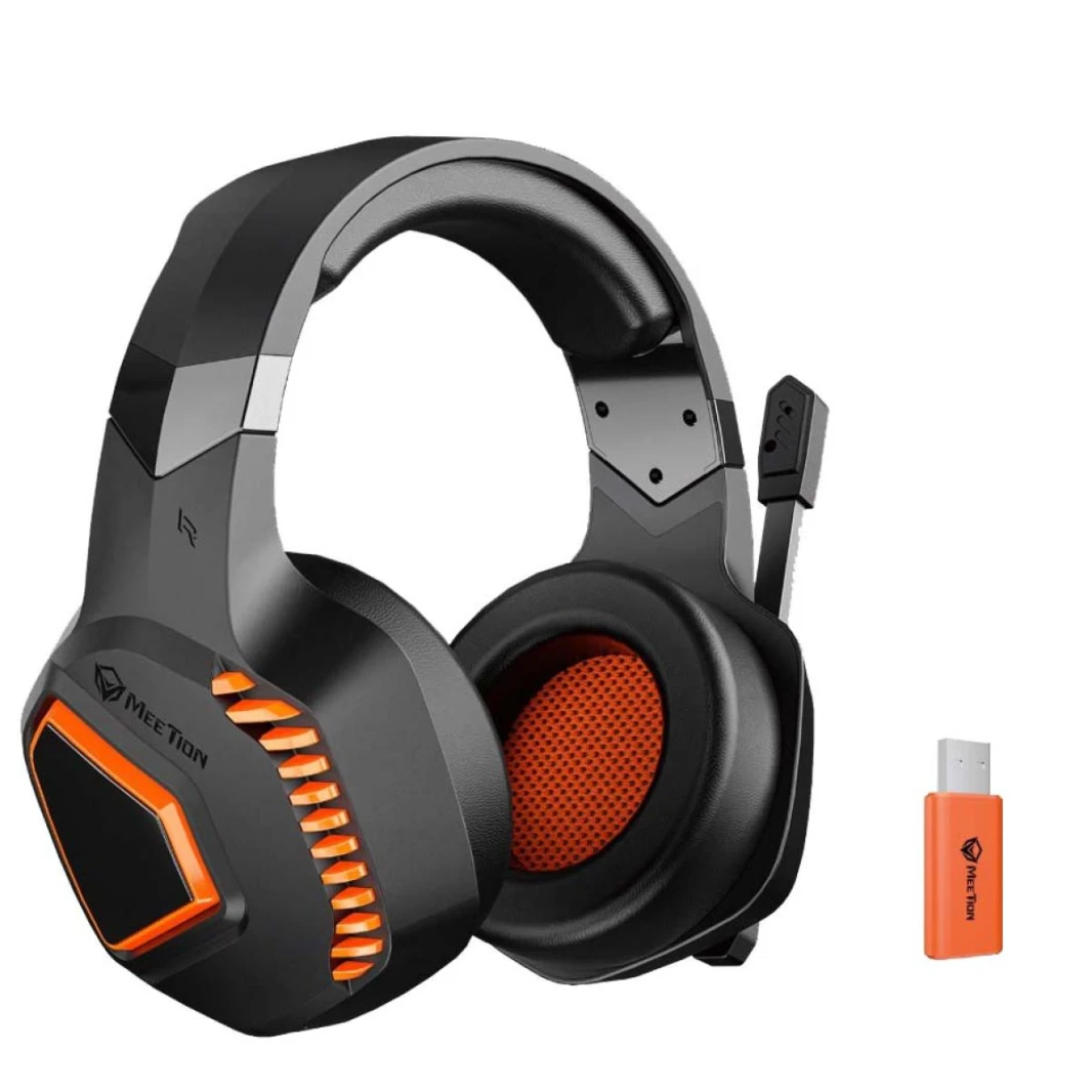 سماعة رأس Meetion BTH014 Surround Sound 2.4G لاسلكية تعمل بالبلوتوث والسلكية للألعاب - أسود