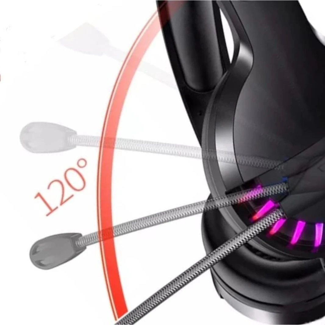 سماعة ألعاب GM2022 بإضاءة LED RGB مع ميكروفون 40 مم - أسود