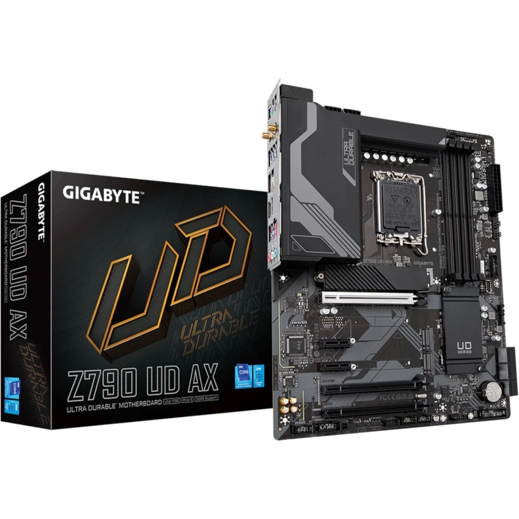 GIGABYTE Z790 UD AX (LGA 1700/ Intel/ Z790/ ATX/DDR5/ Triple M.2/ PCIe 5.0/ USB 3.2 Gen2X2 Type-C/Intel Wi-Fi 6E/ 2.5GbE LAN/PCIe EZ-Latch/Multi-Key/Motherboard)