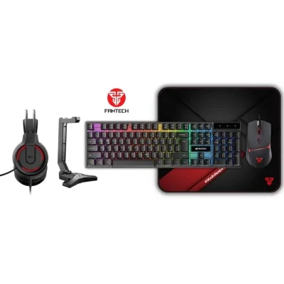 مجموعة ألعاب FANTECH P51 Power Bundle 5 في 1 باللون الأسود السلكي (لوحة مفاتيح + ماوس + سماعة رأس + لوحة ماوس + حامل سماعة رأس)