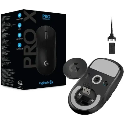 ماوس Logitech G PRO X SUPERLIGHT اللاسلكي خفيف الوزن للغاية HERO 25K Sensor 25,600 DPI 5 أزرار - أسود