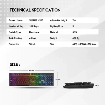 لوحة مفاتيح الألعاب Fantech Shikari K515 RGB Membrane