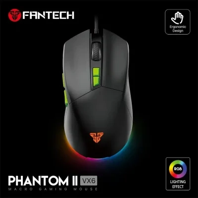 Fantech Phantom II VX6 Neon Macro Gaming Mouse BLACK