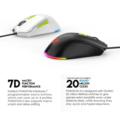 Fantech Phantom II VX6 Neon Macro Gaming Mouse BLACK