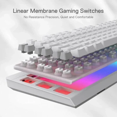 Redragon K512 Shiva مفاتيح الوسائط المتعددة ذات الإضاءة الخلفية RGB و6 مفاتيح ماكرو مدمجة - بيضاء