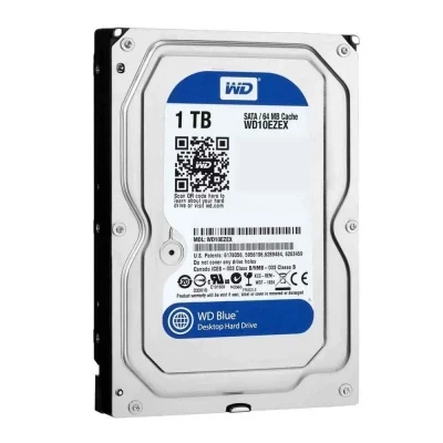 قرص صلب ويسترن ديجيتال WD Blue سعة 1 تيرابايت للكمبيوتر الشخصي - فئة 7200 دورة في الدقيقة، SATA 6 جيجابت/ثانية، ذاكرة تخزين مؤقتة 64 ميجابايت، مقاس 3.5 بوصة - WD10EZEX